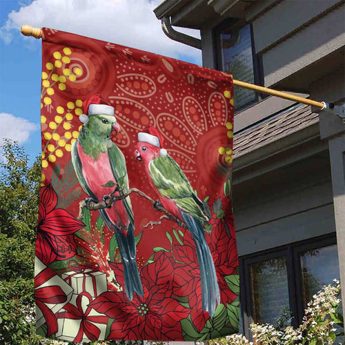 Merry Chrissie Australia King Parrots Garden Flag Aboriginal Art - Aussie Hoodie