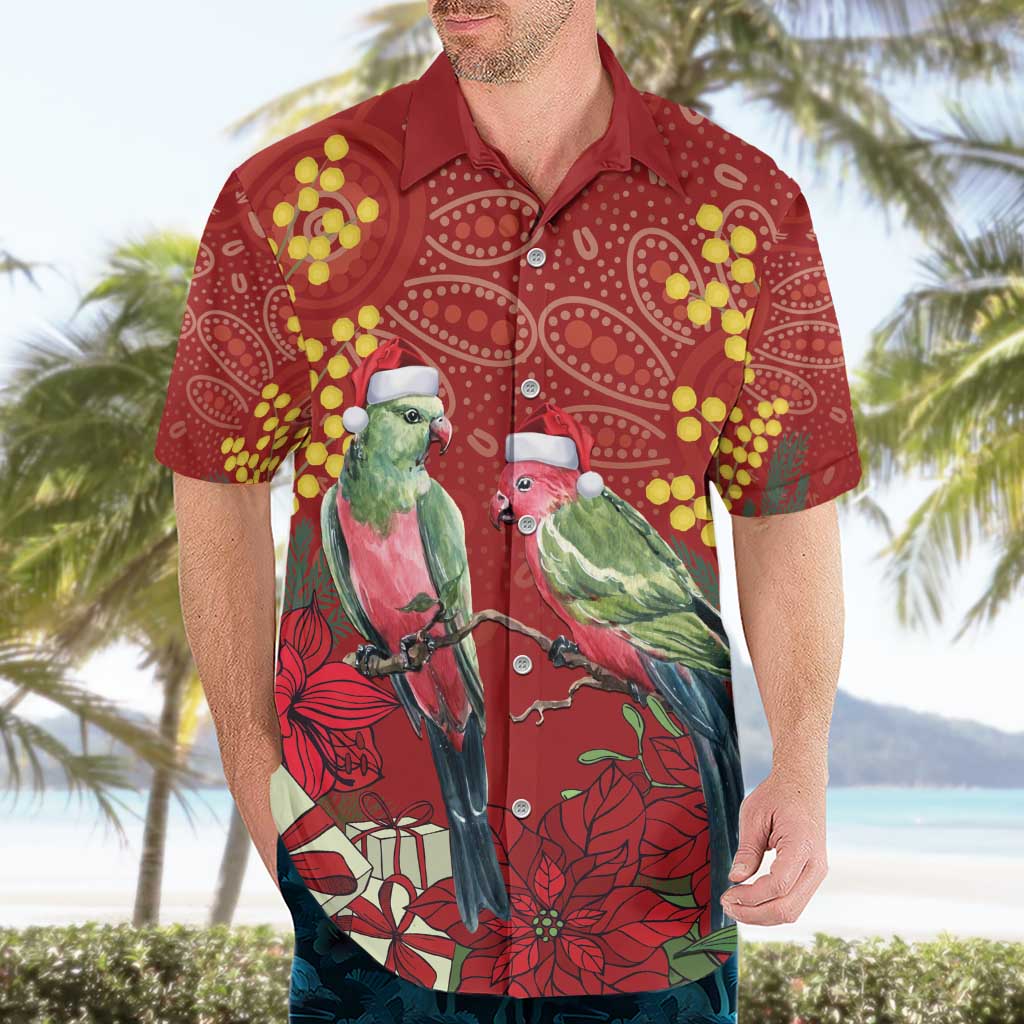 Merry Chrissie Australia King Parrots Hawaiian Shirt Aboriginal Art - Aussie Hoodie