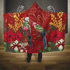 Merry Chrissie Australia King Parrots Hooded Blanket Aboriginal Art - Aussie Hoodie