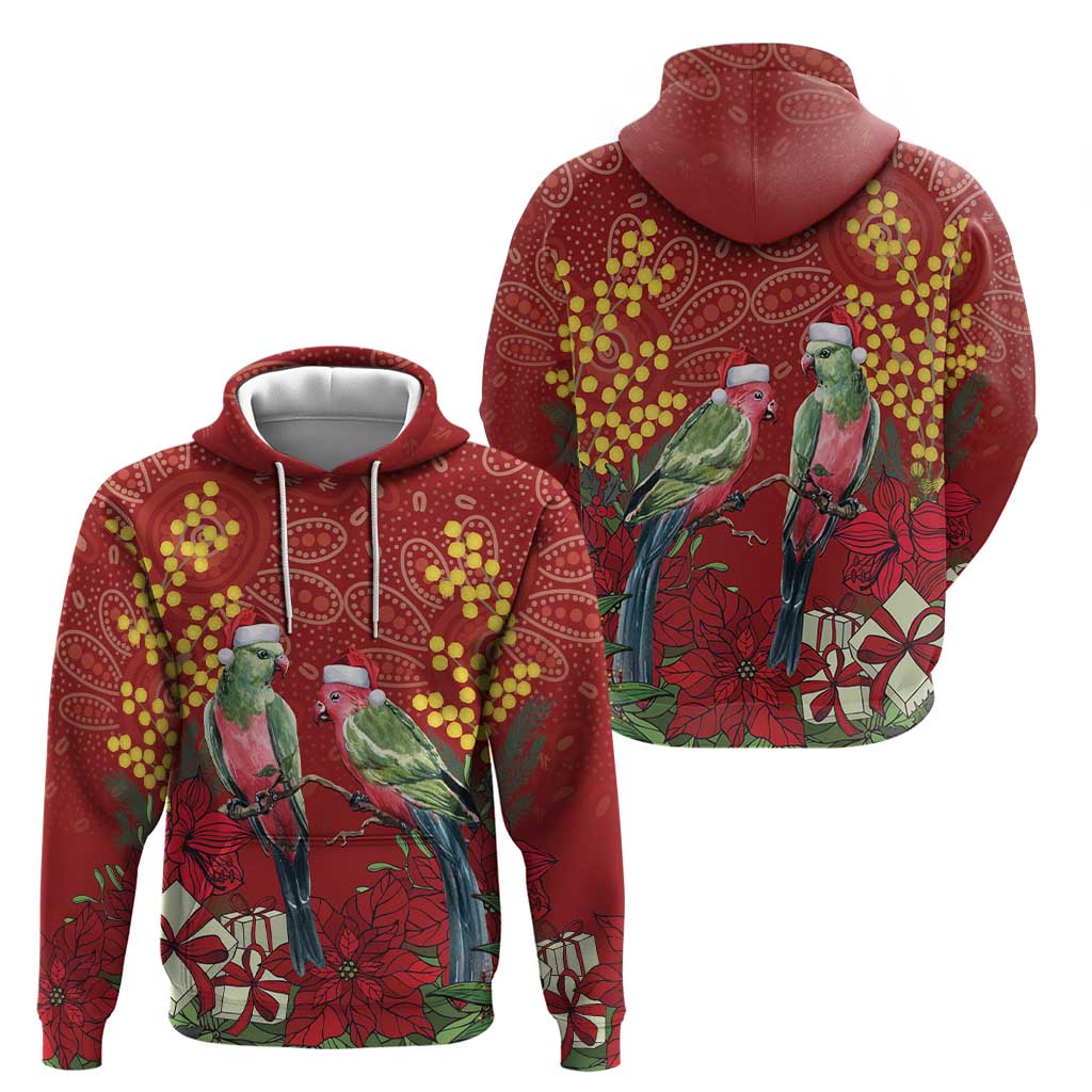 Merry Chrissie Australia King Parrots Hoodie Aboriginal Art - Aussie Hoodie
