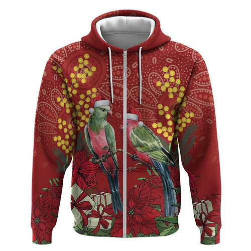 Merry Chrissie Australia King Parrots Hoodie Aboriginal Art - Aussie Hoodie