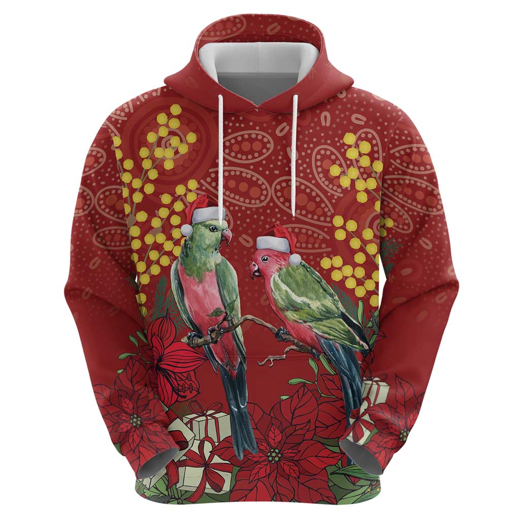 Merry Chrissie Australia King Parrots Hoodie Aboriginal Art - Aussie Hoodie