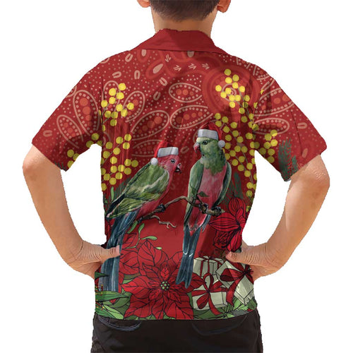 Merry Chrissie Australia King Parrots Kid Hawaiian Shirt Aboriginal Art - Aussie Hoodie