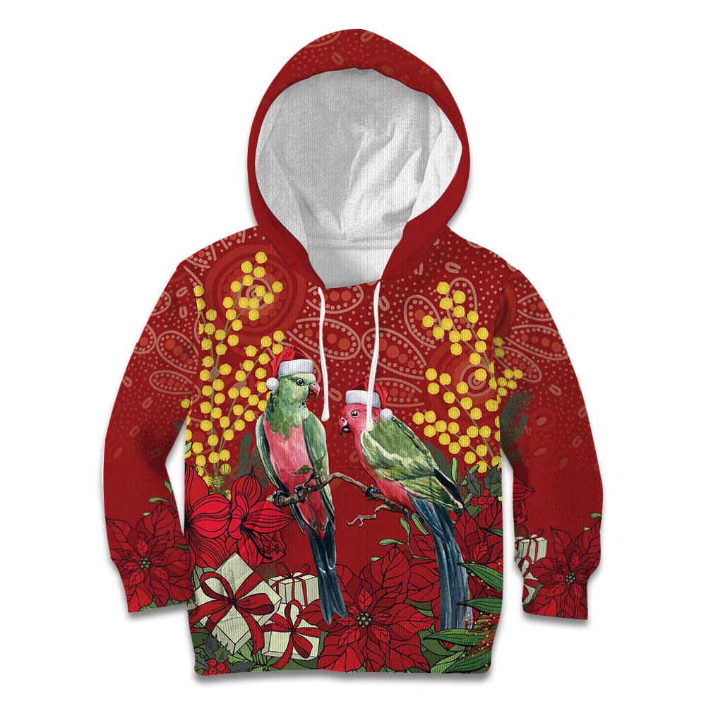 Merry Chrissie Australia King Parrots Kid Hoodie Aboriginal Art - Aussie Hoodie