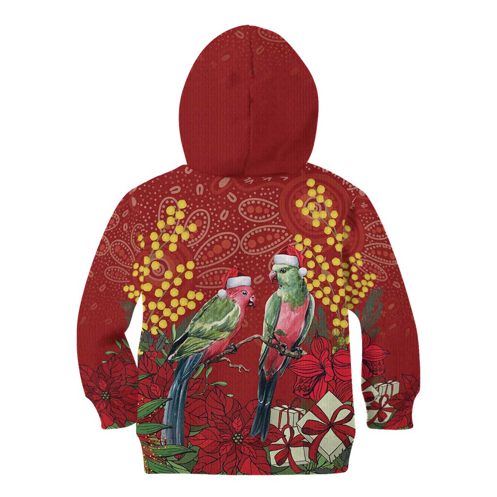Merry Chrissie Australia King Parrots Kid Hoodie Aboriginal Art - Aussie Hoodie