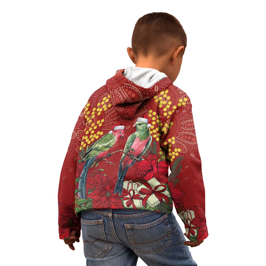 Merry Chrissie Australia King Parrots Kid Hoodie Aboriginal Art - Aussie Hoodie