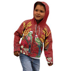 Merry Chrissie Australia King Parrots Kid Hoodie Aboriginal Art - Aussie Hoodie