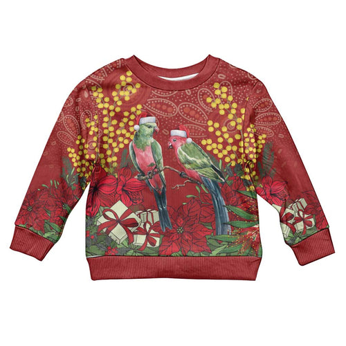 Merry Chrissie Australia King Parrots Kid Ugly Christmas Sweater Aboriginal Art - Aussie Hoodie