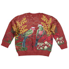 Merry Chrissie Australia King Parrots Kid Ugly Christmas Sweater Aboriginal Art - Aussie Hoodie