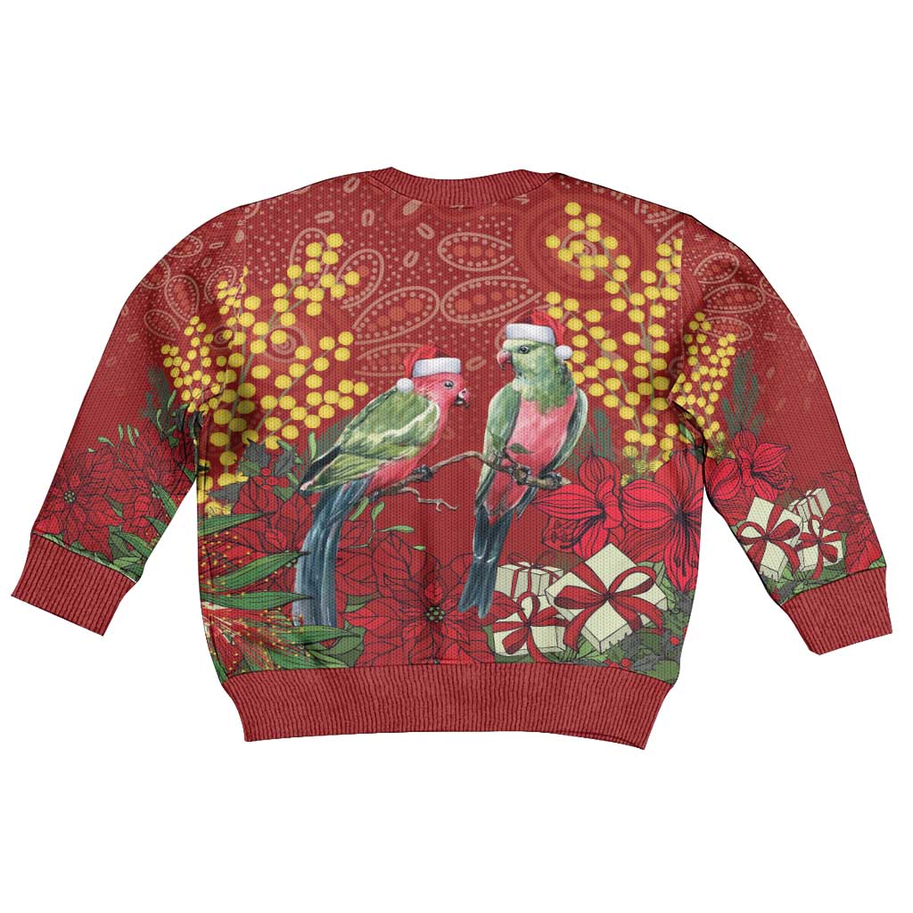 Merry Chrissie Australia King Parrots Kid Ugly Christmas Sweater Aboriginal Art - Aussie Hoodie