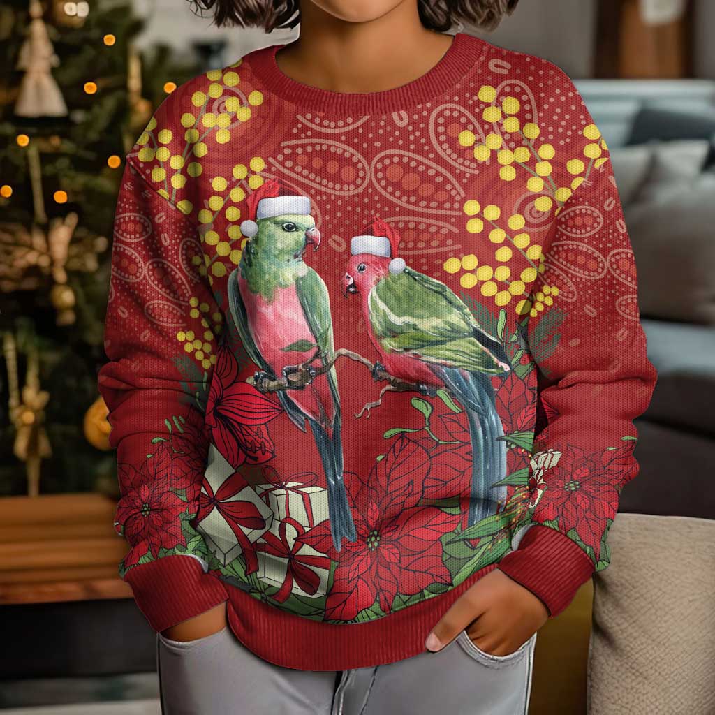 Merry Chrissie Australia King Parrots Kid Ugly Christmas Sweater Aboriginal Art - Aussie Hoodie