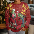 Merry Chrissie Australia King Parrots Kid Ugly Christmas Sweater Aboriginal Art - Aussie Hoodie