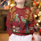 Merry Chrissie Australia King Parrots Kid Ugly Christmas Sweater Aboriginal Art - Aussie Hoodie