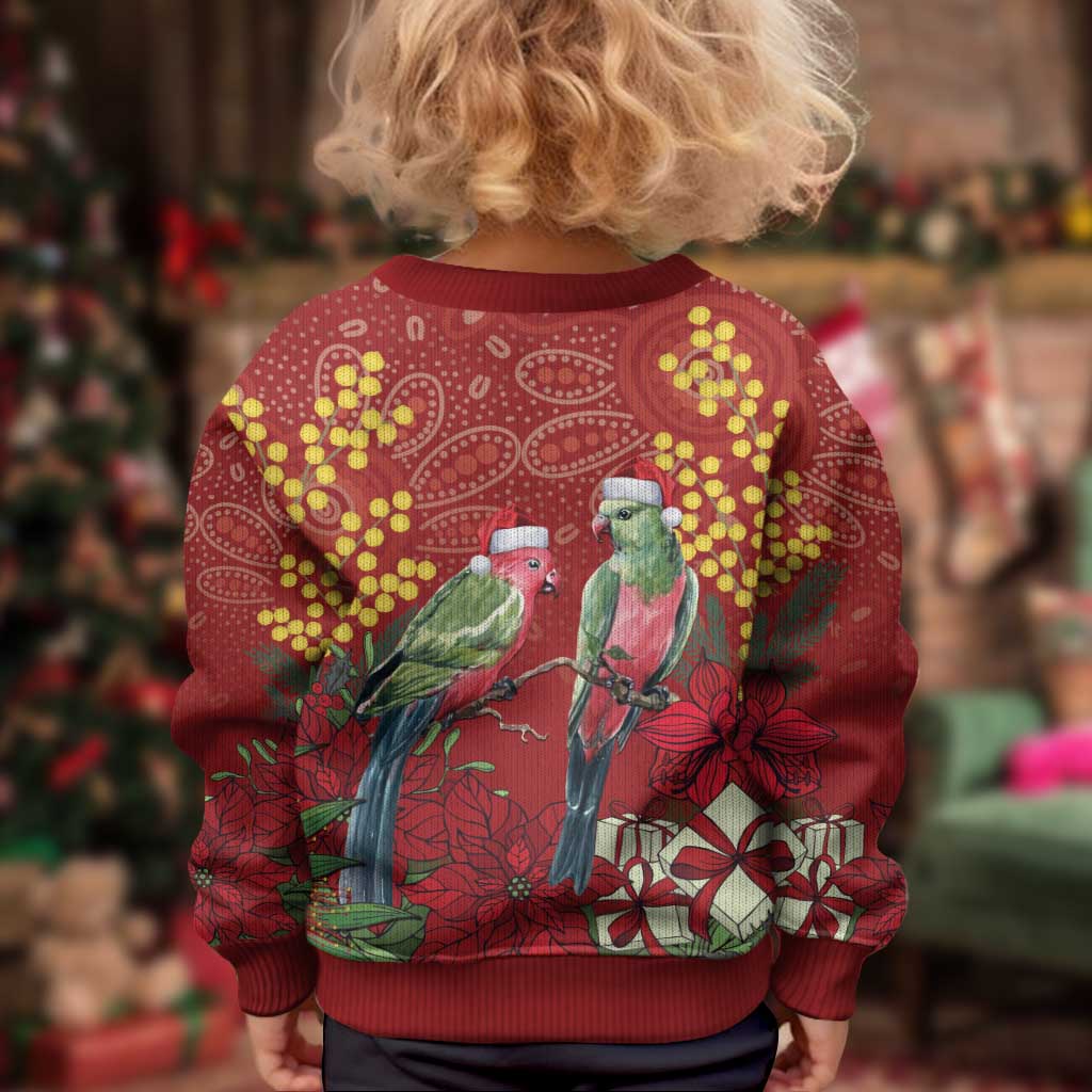Merry Chrissie Australia King Parrots Kid Ugly Christmas Sweater Aboriginal Art - Aussie Hoodie