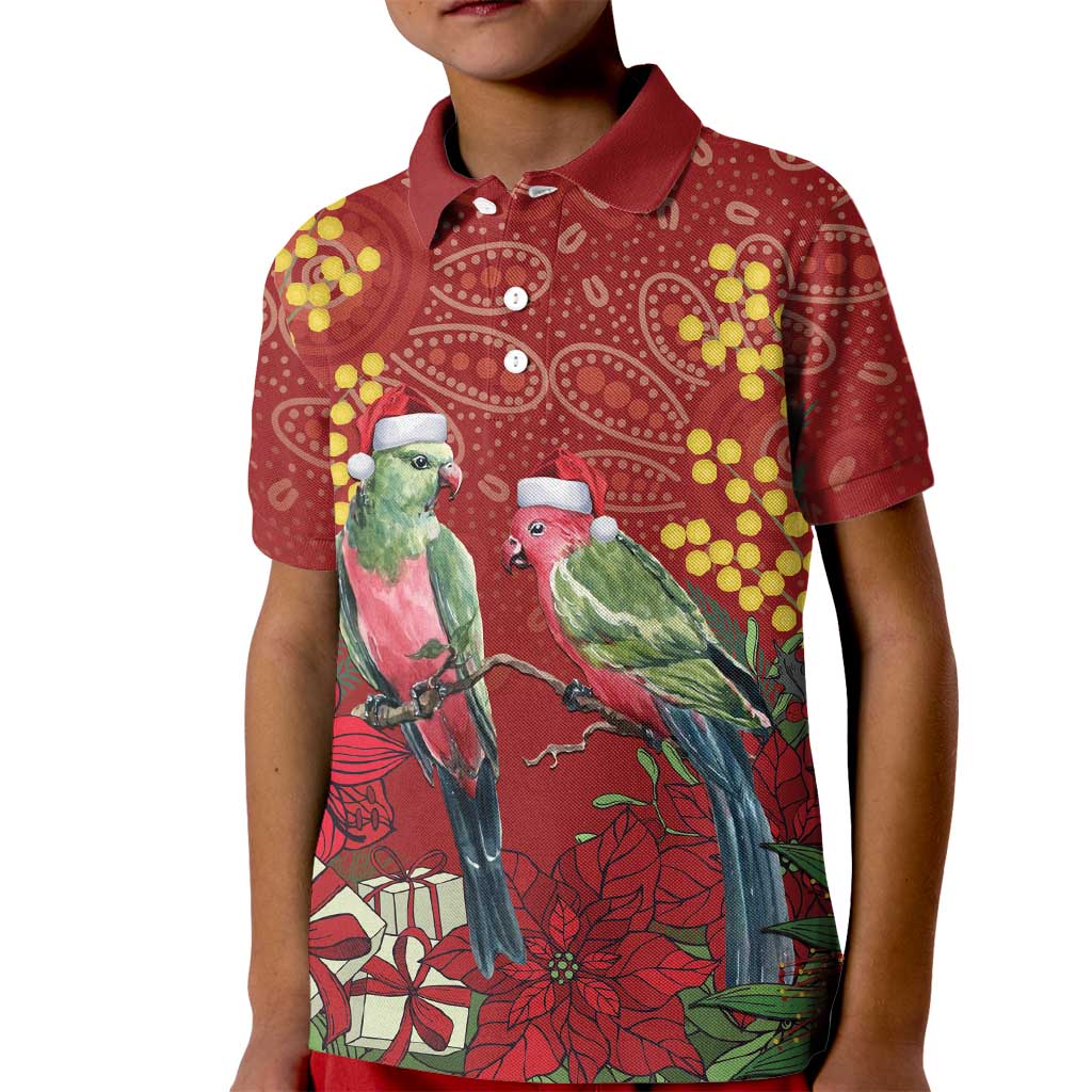 Merry Chrissie Australia King Parrots Kid Polo Shirt Aboriginal Art - Aussie Hoodie