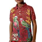 Merry Chrissie Australia King Parrots Kid Polo Shirt Aboriginal Art - Aussie Hoodie