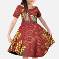 Merry Chrissie Australia King Parrots Kid Short Sleeve Dress Aboriginal Art - Aussie Hoodie