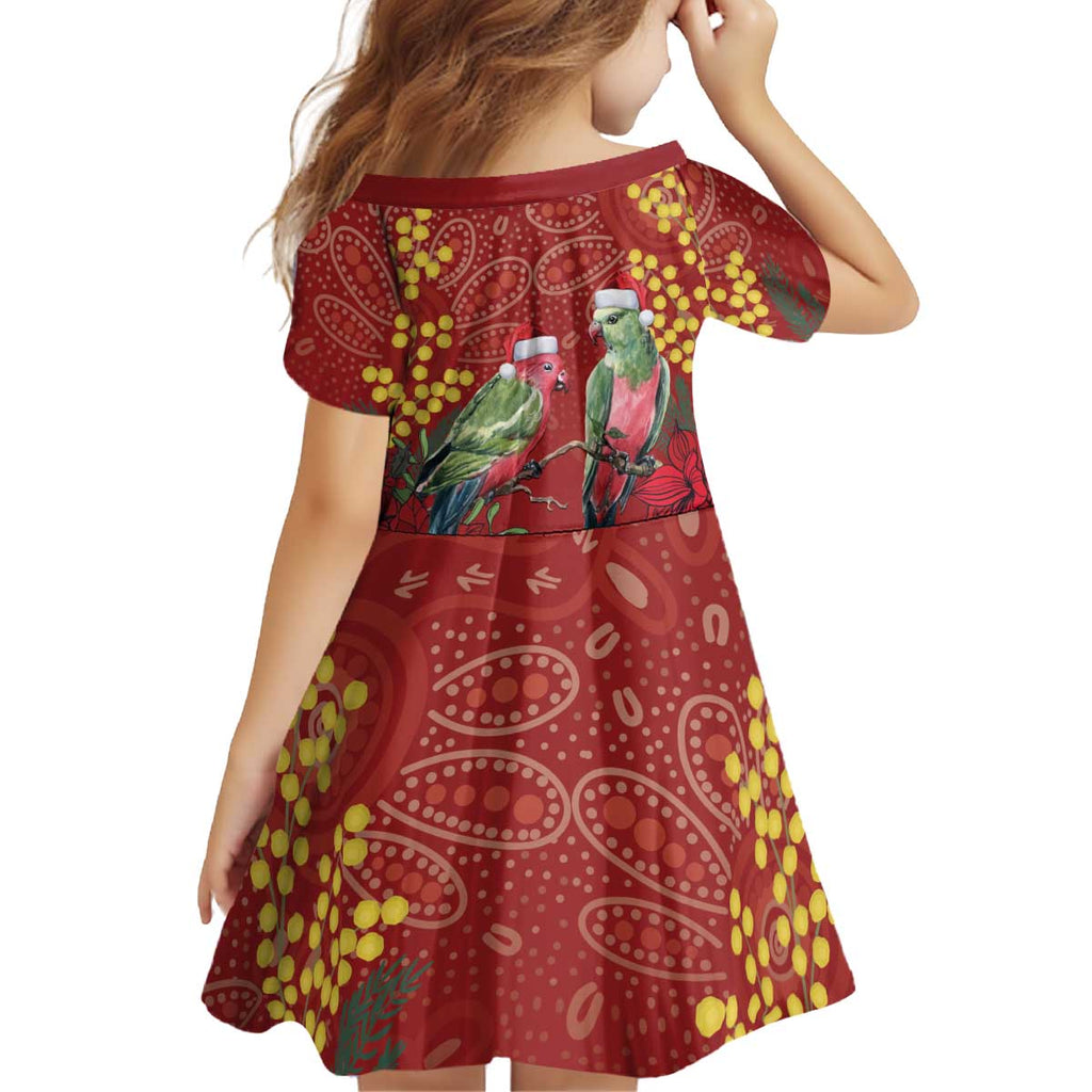 Merry Chrissie Australia King Parrots Kid Short Sleeve Dress Aboriginal Art - Aussie Hoodie