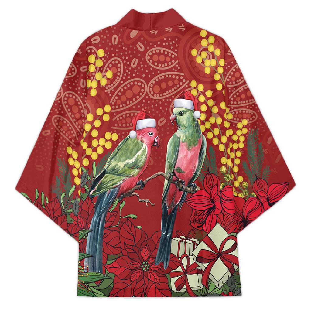 Merry Chrissie Australia King Parrots Kimono Aboriginal Art - Aussie Hoodie