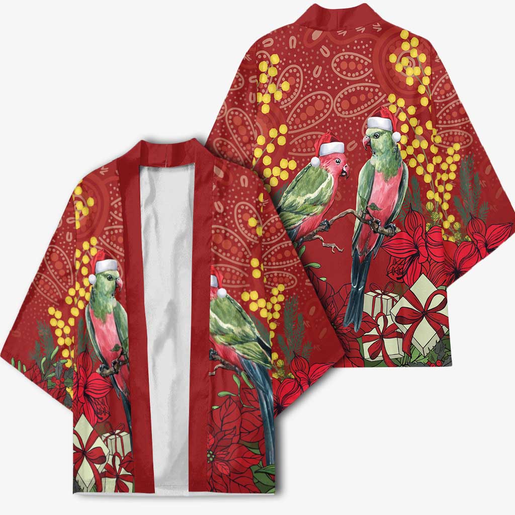 Merry Chrissie Australia King Parrots Kimono Aboriginal Art - Aussie Hoodie