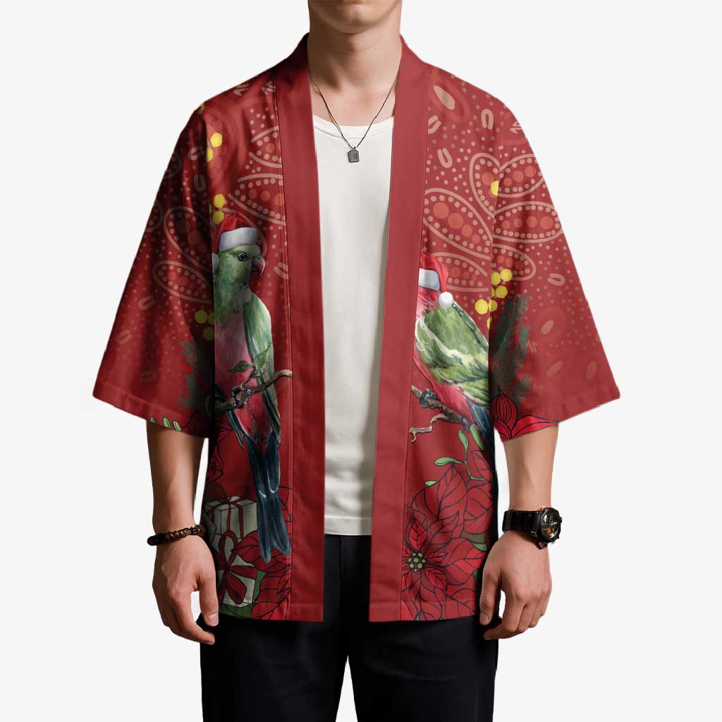 Merry Chrissie Australia King Parrots Kimono Aboriginal Art - Aussie Hoodie