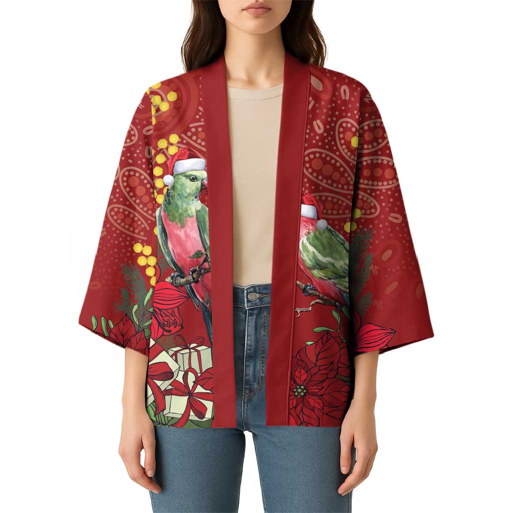 Merry Chrissie Australia King Parrots Kimono Aboriginal Art - Aussie Hoodie
