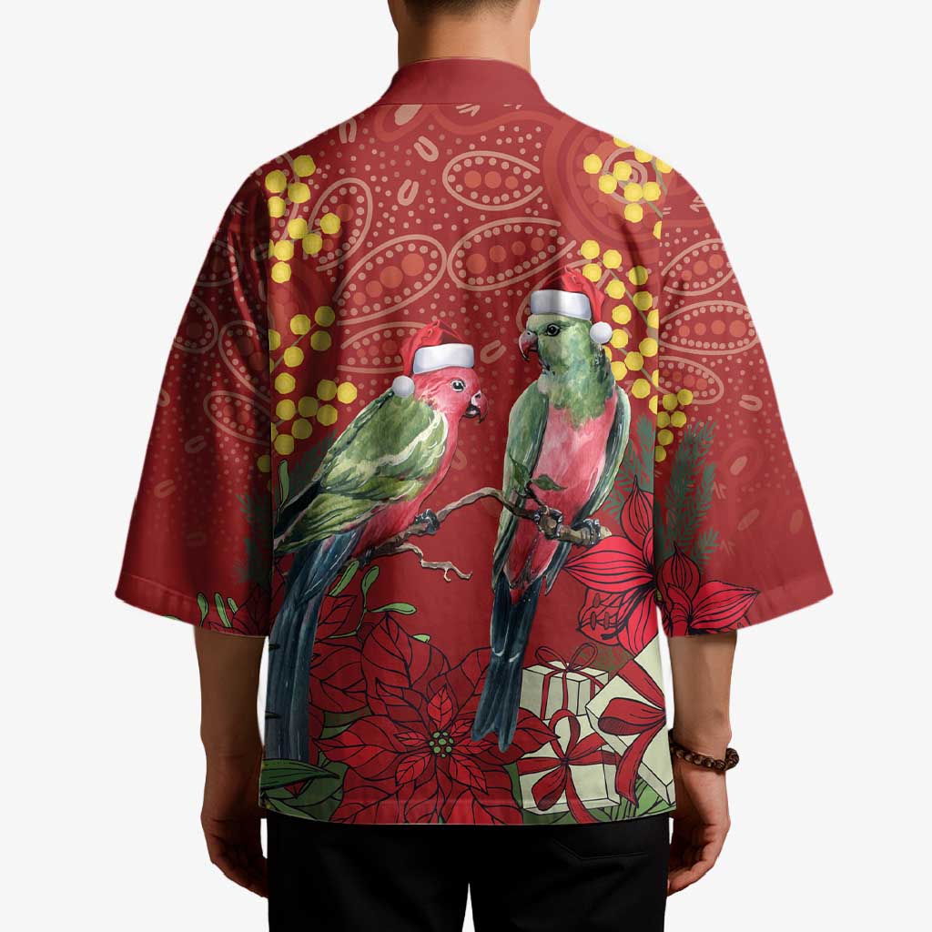 Merry Chrissie Australia King Parrots Kimono Aboriginal Art - Aussie Hoodie