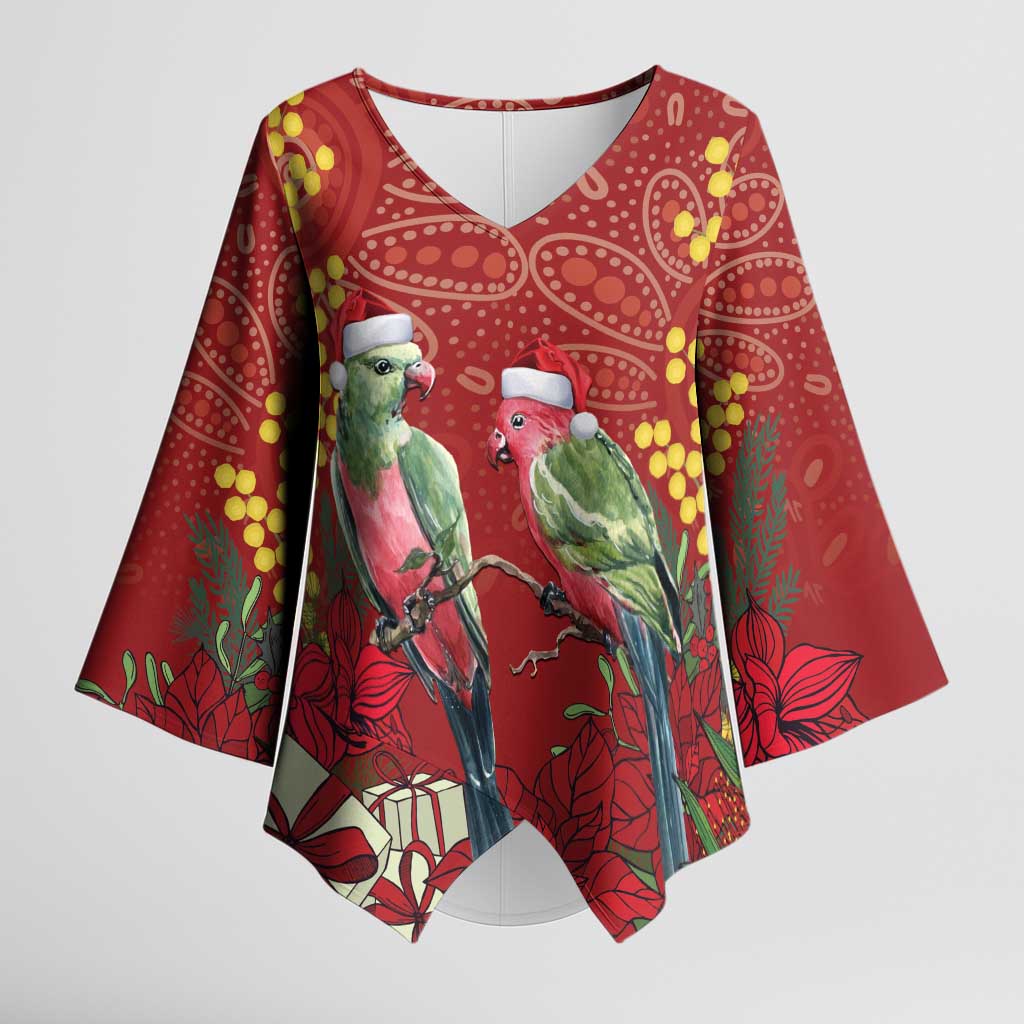 Merry Chrissie Australia King Parrots Kimono Sleeve Blouse Aboriginal Art - Aussie Hoodie