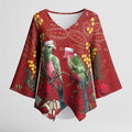Merry Chrissie Australia King Parrots Kimono Sleeve Blouse Aboriginal Art - Aussie Hoodie