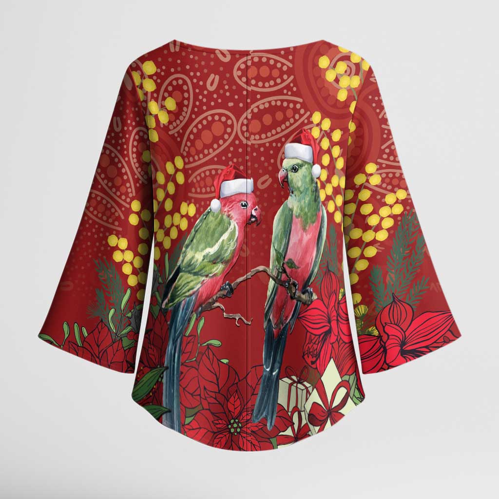 Merry Chrissie Australia King Parrots Kimono Sleeve Blouse Aboriginal Art - Aussie Hoodie