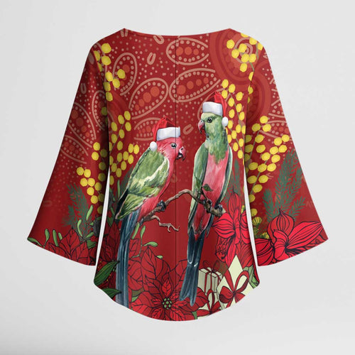Merry Chrissie Australia King Parrots Kimono Sleeve Blouse Aboriginal Art - Aussie Hoodie