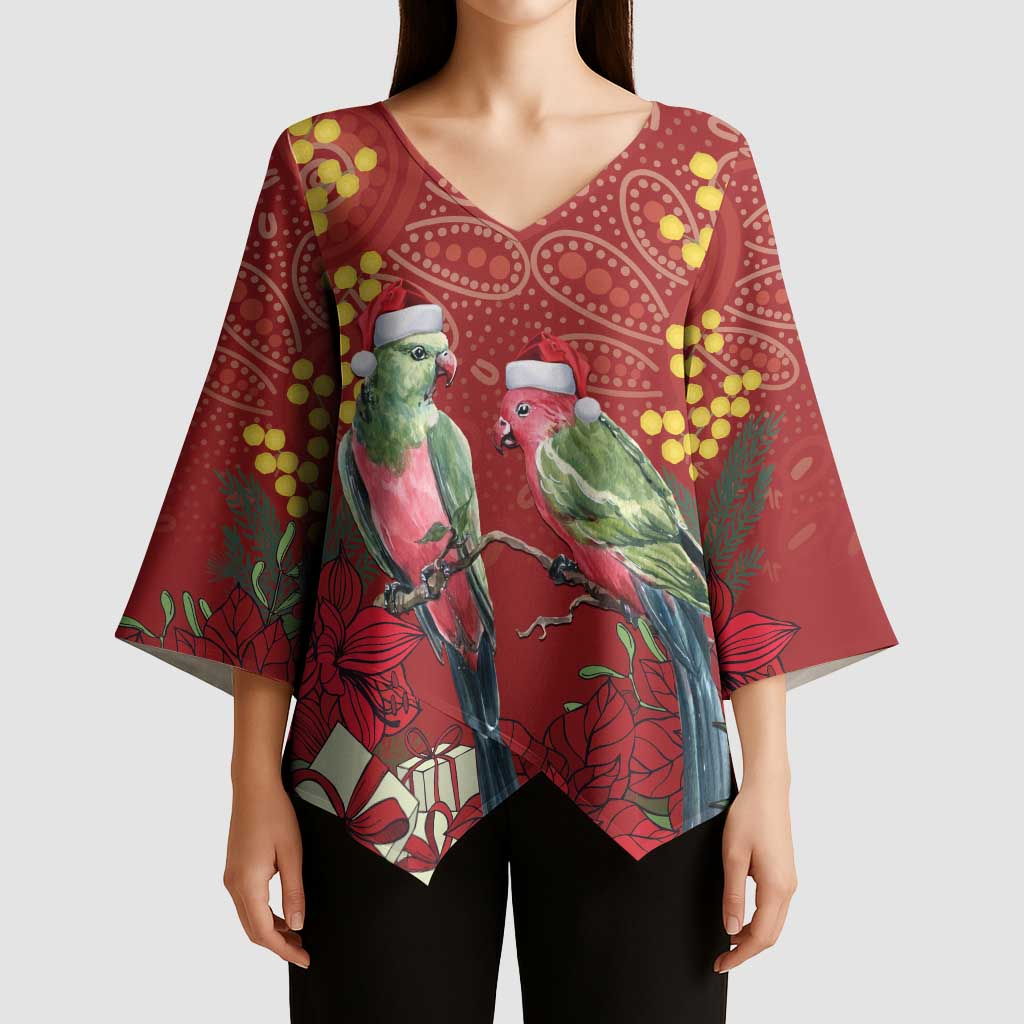 Merry Chrissie Australia King Parrots Kimono Sleeve Blouse Aboriginal Art - Aussie Hoodie