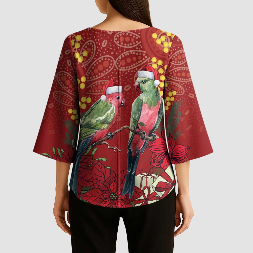 Merry Chrissie Australia King Parrots Kimono Sleeve Blouse Aboriginal Art - Aussie Hoodie