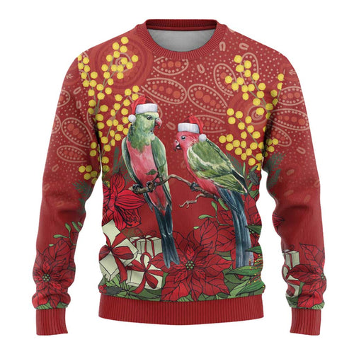 Merry Chrissie Australia King Parrots Ugly Christmas Sweater Aboriginal Art - Aussie Hoodie