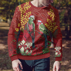 Merry Chrissie Australia King Parrots Ugly Christmas Sweater Aboriginal Art - Aussie Hoodie