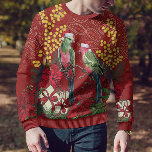 Merry Chrissie Australia King Parrots Ugly Christmas Sweater Aboriginal Art - Aussie Hoodie