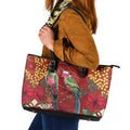 Merry Chrissie Australia King Parrots Leather Tote Bag Aboriginal Art - Aussie Hoodie