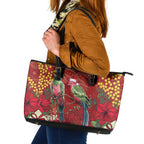 Merry Chrissie Australia King Parrots Leather Tote Bag Aboriginal Art - Aussie Hoodie