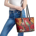 Merry Chrissie Australia King Parrots Leather Tote Bag Aboriginal Art - Aussie Hoodie