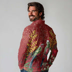 Merry Chrissie Australia King Parrots Long Sleeve Polo Shirt Aboriginal Art - Aussie Hoodie
