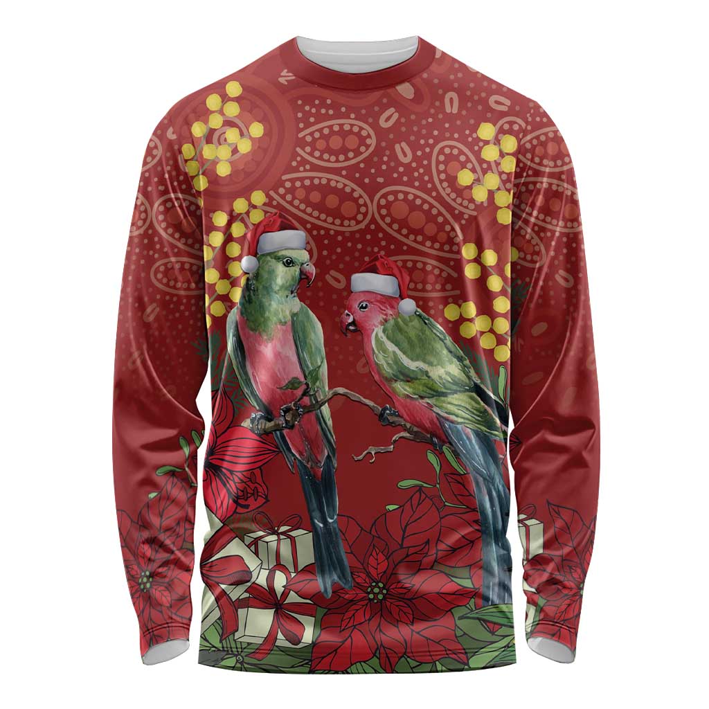 Merry Chrissie Australia King Parrots Long Sleeve Shirt Aboriginal Art - Aussie Hoodie