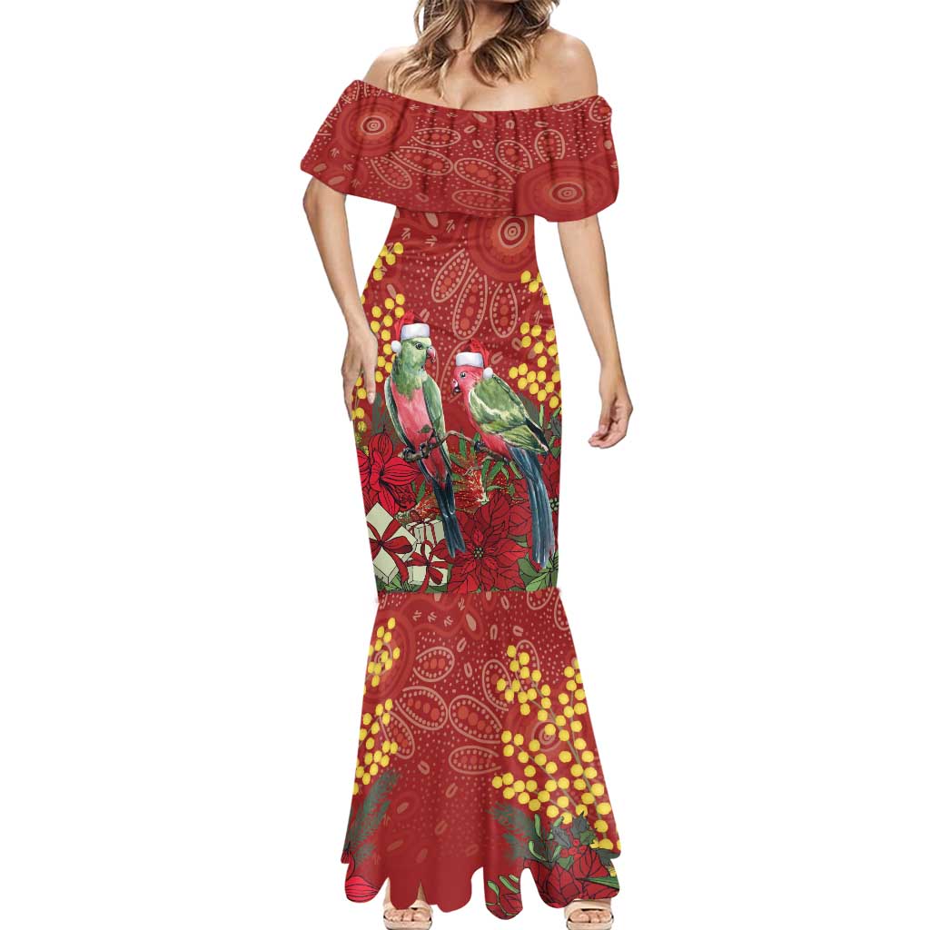 Merry Chrissie Australia King Parrots Mermaid Dress Aboriginal Art - Aussie Hoodie