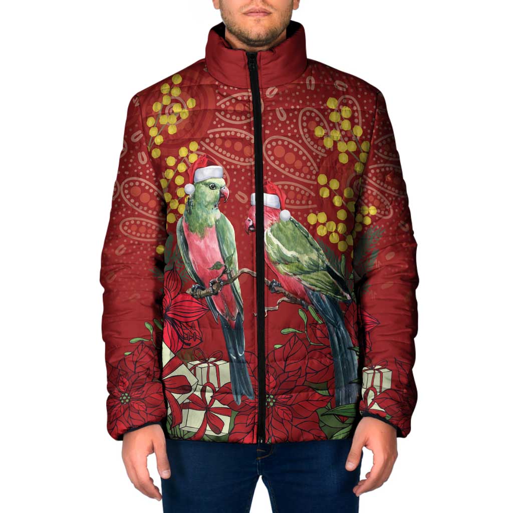 Merry Chrissie Australia King Parrots Padded Jacket Aboriginal Art - Aussie Hoodie