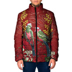 Merry Chrissie Australia King Parrots Padded Jacket Aboriginal Art - Aussie Hoodie