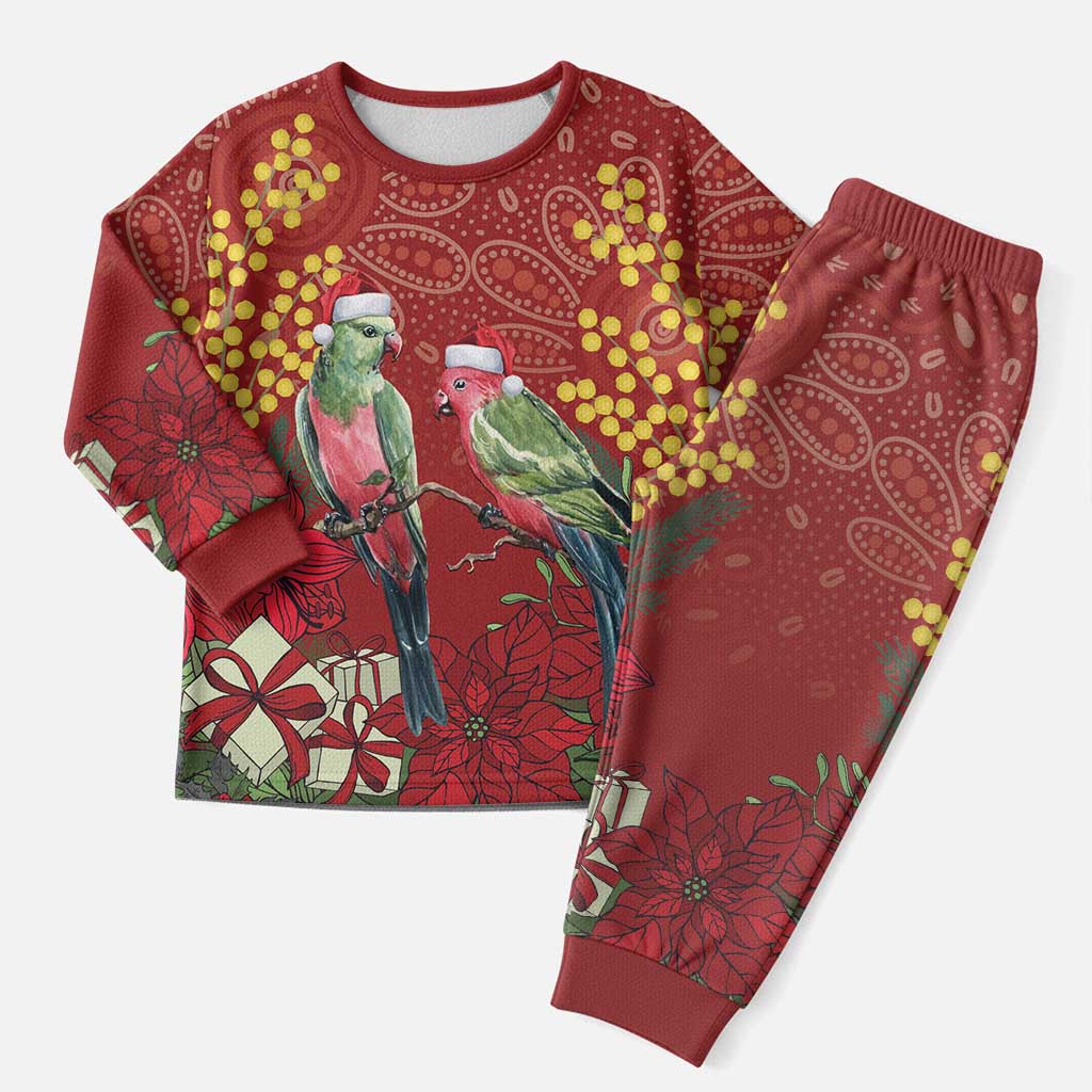 Merry Chrissie Australia King Parrots Christmas Pajama Set Aboriginal Art - Aussie Hoodie