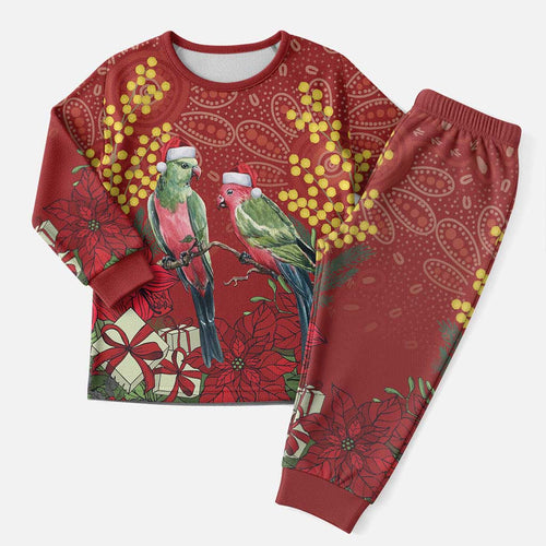 Merry Chrissie Australia King Parrots Christmas Pajama Set Aboriginal Art - Aussie Hoodie