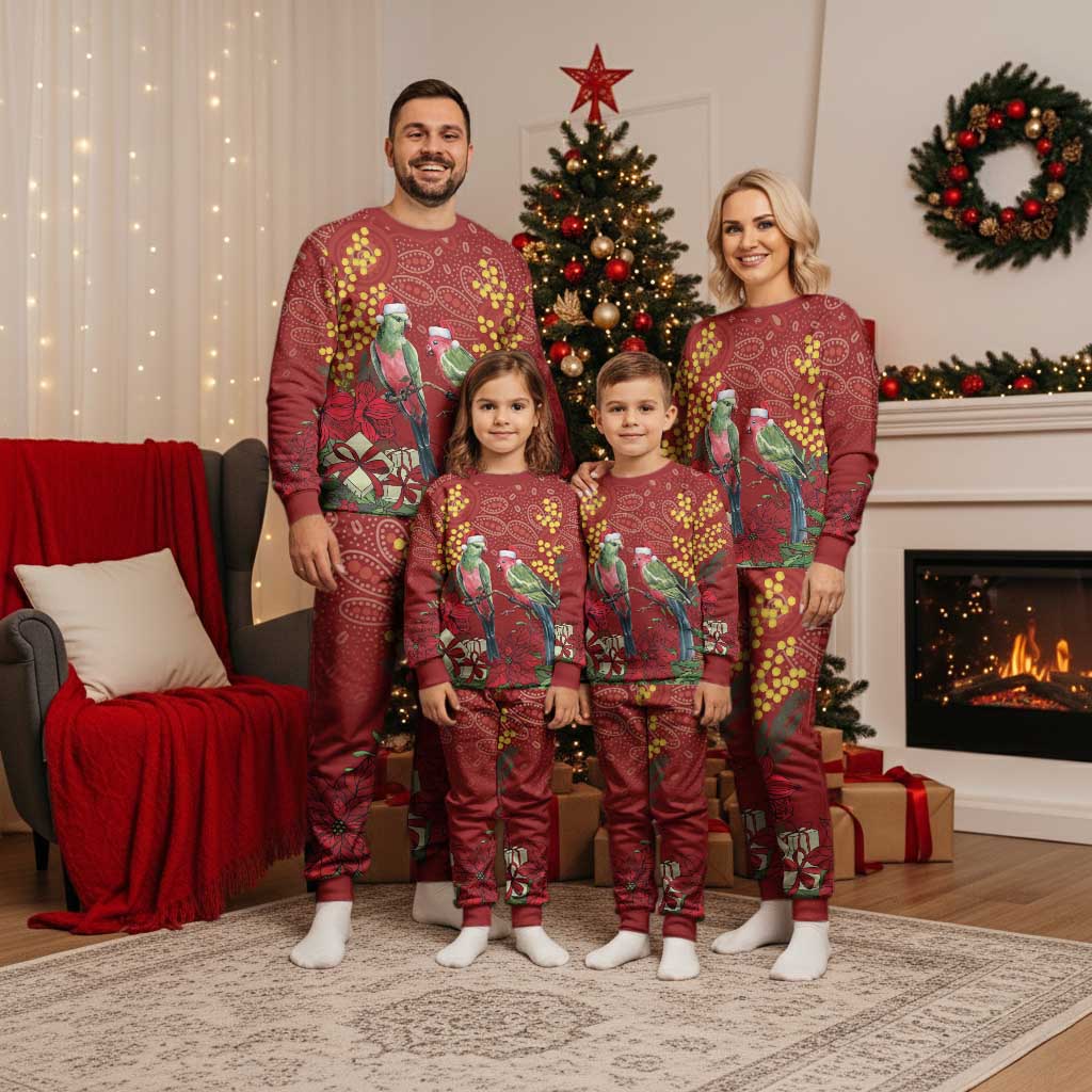 Merry Chrissie Australia King Parrots Christmas Pajama Set Aboriginal Art - Aussie Hoodie