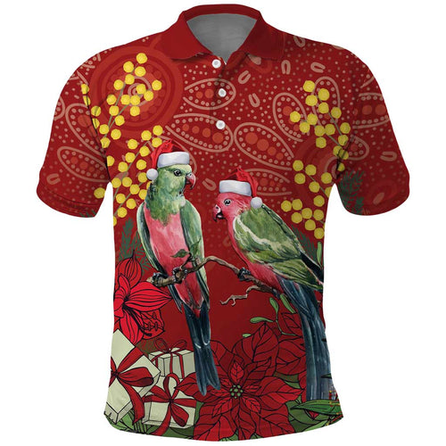 Merry Chrissie Australia King Parrots Polo Shirt Aboriginal Art - Aussie Hoodie