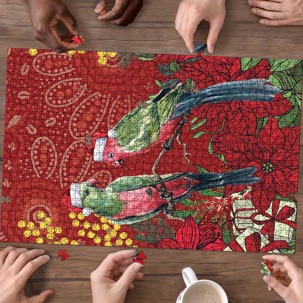 Merry Chrissie Australia King Parrots Puzzle Aboriginal Art - Aussie Hoodie