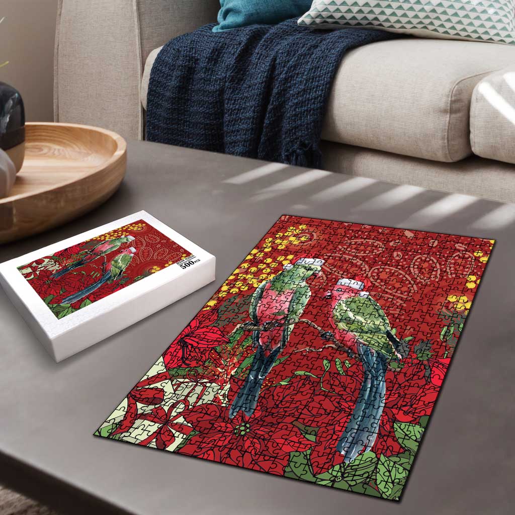 Merry Chrissie Australia King Parrots Puzzle Aboriginal Art - Aussie Hoodie